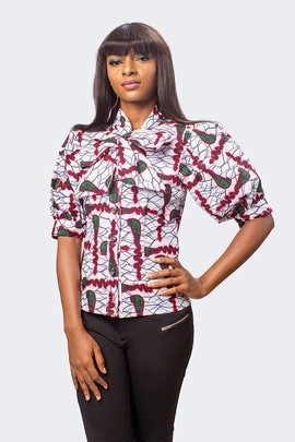 African Print Ankara Neck Tie Top, Ankara Top, Ankara Shirt