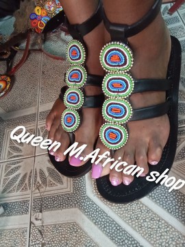 Femmes africaines Maasai gladiator sandales / sandales plates en cuir
