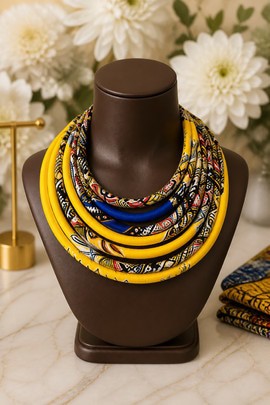 collier wax, collier africain, collier ethnique, collier masai