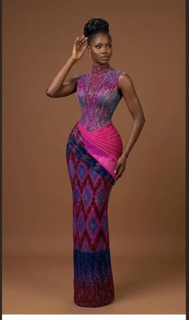 Elegant Fuchsia and Deep Purple Structured Gown