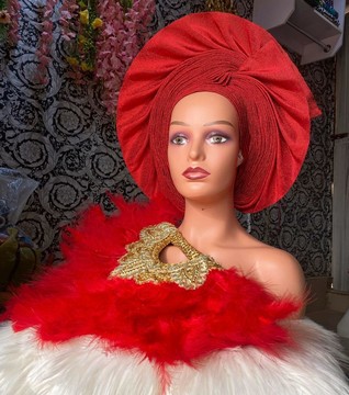 African Gele, Pre styled Head Tie, Auto Gele, Pre-Wrapped Gele, Ceremonial Head Cover, Head Dress