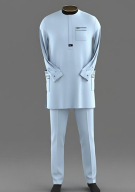 Élégant caftan tunique traditionnel bleu clair