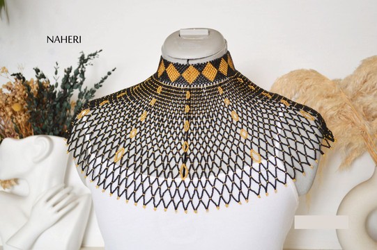 African beaded cape necklace handmade jewelry
