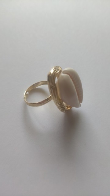 Bague cauris blanc &amp; doré
