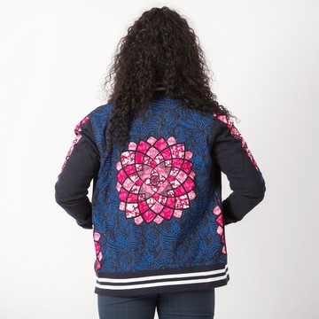 Blouson Teddy Bleu Foncé avec tissu Family