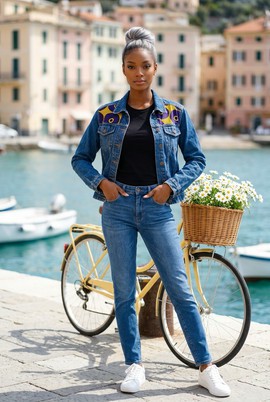 Wax print denim jacket
