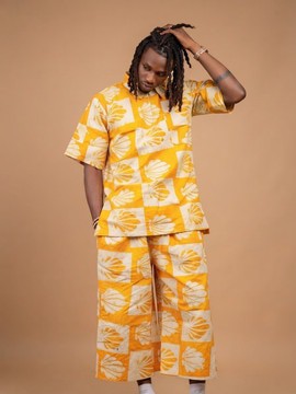 Ensemble traditionnel africain en tissu Agbada et pantalon avec bonnet assorti