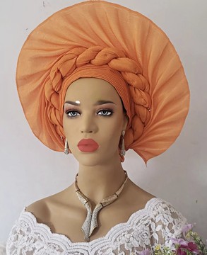 African Gele, Pre styled Head Tie, Auto Gele, Pre-Wrapped Gele, Ceremonial Head Cover, Head Dress