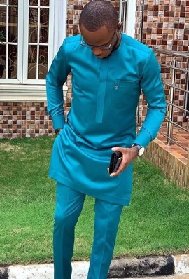 2pieces, African men traditional suit with matching pants