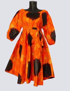 Robe évasée imprimée bazin