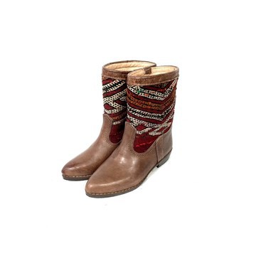 Botte en cuir véritable et kilim fait main haut de gamme.