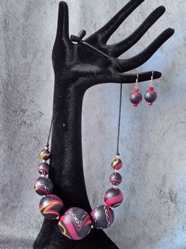 YEMOJA TOGUH earrings in WAX fabric-loincloth beads and GOLD FILLED