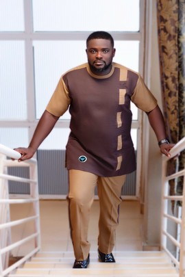Manuel Fashion Brown and Tan Kaftan