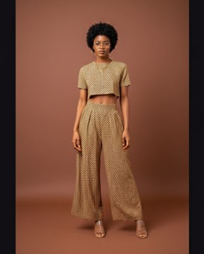 Bold Floral Print Crop Top and Pants Set