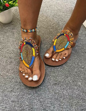 Kenyan Beaded Sandals /Masai Sandals / Maasai Slippers / African Beaded Shoes