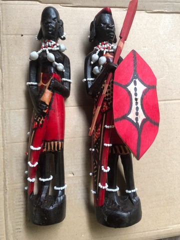 Handmade wooden Maasai warrior couple