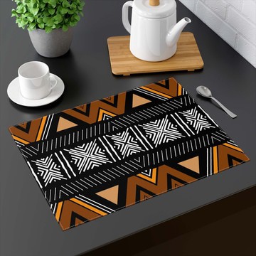 (TWO PIECES) Tabletop Placemat Afrocentric Tribal Zigzag Pattern (MORE SIZES AVAILABLE)