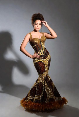 midi mermaid dress for women Off Shoulder Ruffle Mermaid Midi Dress | Red & Mustard