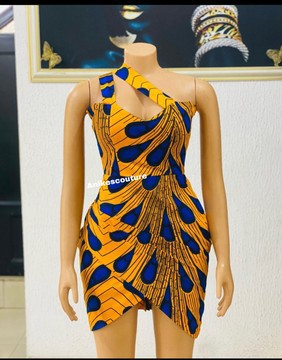 Short Ankara dress, African womens clothing, African midi dress
