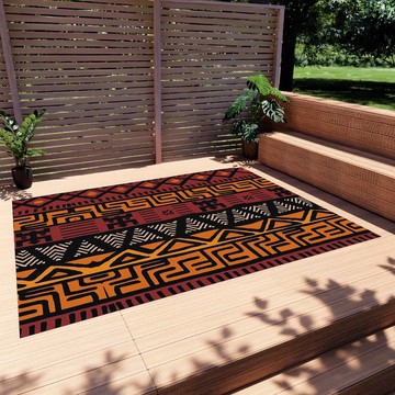 African Print Outdoor Rug Colorful Bohemian Style Carpet (LARGER SIZES AVAILABLE)