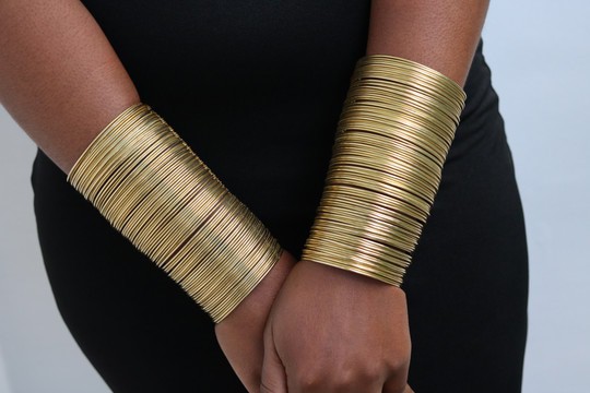Handmade African Brass Arm Cuff Bracelets for Women – Maasai Statement Bangles