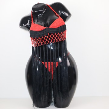 Nuisette tricoté perlée artisanale deux pièces ajustable