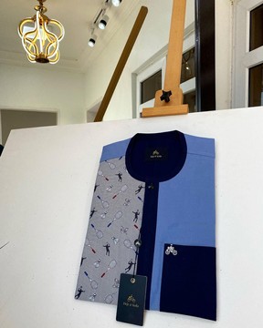 Un caftan sur mesure pour homme bleu Skye