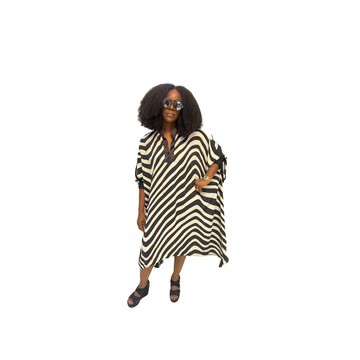 Black and White Striped Flared Maxi Dress