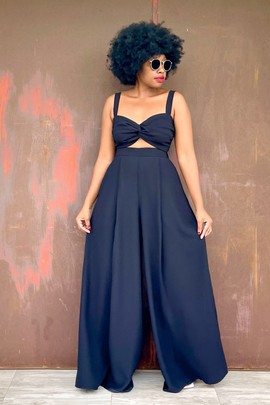 Haut torsadé LUENA (MINUIT) + pantalon palazzo LUENA