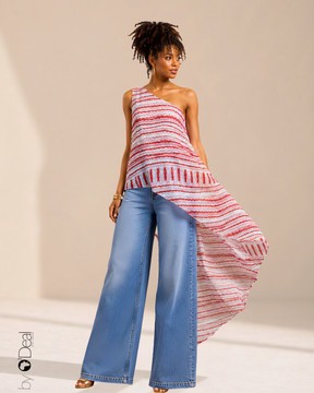 Tunique asymétrique oversize en mousseline
