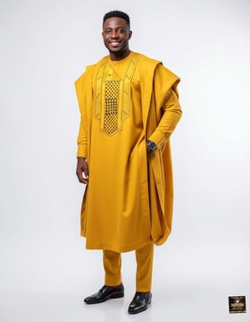 Mustard Yellow Agbada set