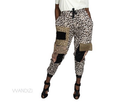Leopard Print Unisex Joggers pants, African Print Joggers, Ankara Joggers