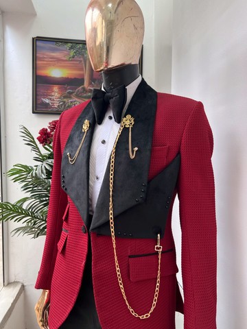 Burgundy stylish tuxedo suit……………………………..best seller