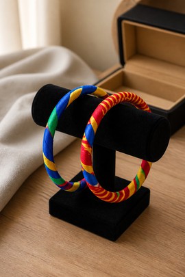 Bracelet en wax, bijou ethnique, artisanal ( lot de 2)