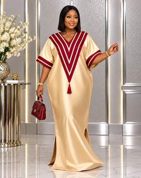 Robe caftan africaine dorée pour femme, robe boubou longue de luxe, robe traditionnelle nigériane