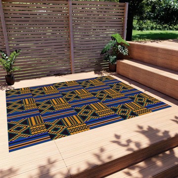 Decorative Outdoor Rugs Colorful Traditional Carpet Kente (LARGER SIZES AVAILABLE)