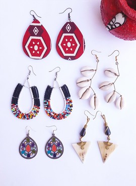 Vota African Earrings Set | Statement earrings | Cowrie shell earrings