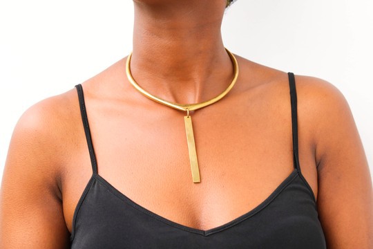 African Brass necklace, Choker Necklace, Pendant Brass necklace, Christmas gift for her, Moms gift