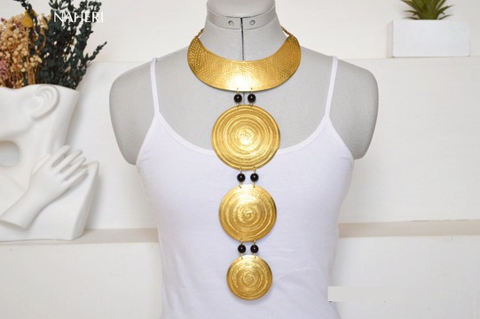 African inspired jewelry brass metal necklace