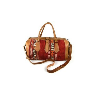 Handmade genuine leather travel bag with shoe compartment - Large weekend bag
