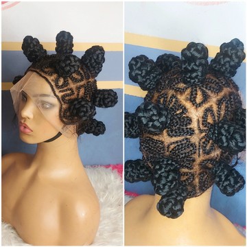 Braided wigBantu knotslocs wig  lace front  wig faux locks dreadlocks wig goddess locks wig