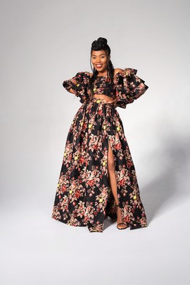MOREMI BLACK FLORAL TWO PIECE SET