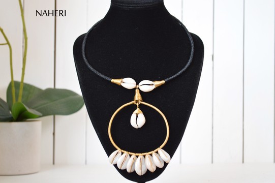 African cowrie shell tribal necklace | Handmade neck piece | Tribal pendant jewelry