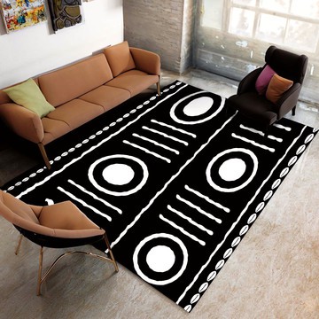 Cowrie Black and White Carpet Mandala Print Rug (LARGER SIZES AVAILABLE)