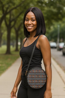 Round Sling Bag African Tribal Style