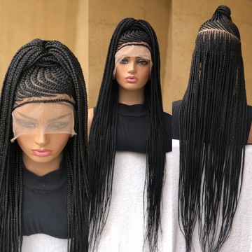 40 inches  half updo feedin  cornrows wig