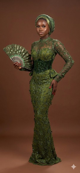 Robe corset en dentelle florale vert olive