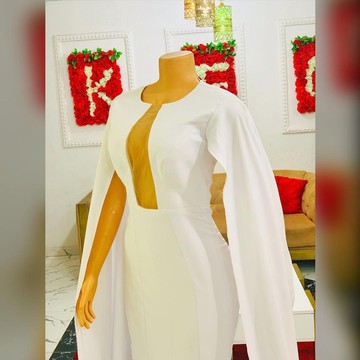 White cape dress for women , prom gowns, engagement dress