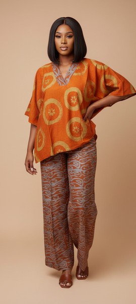 Ensemble deux pièces de kaftan pour femme en imprimé africain