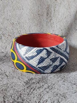 YEMOJA "L" NDOP / TOGUH BLUE bracelet in WAX fabric-loincloths